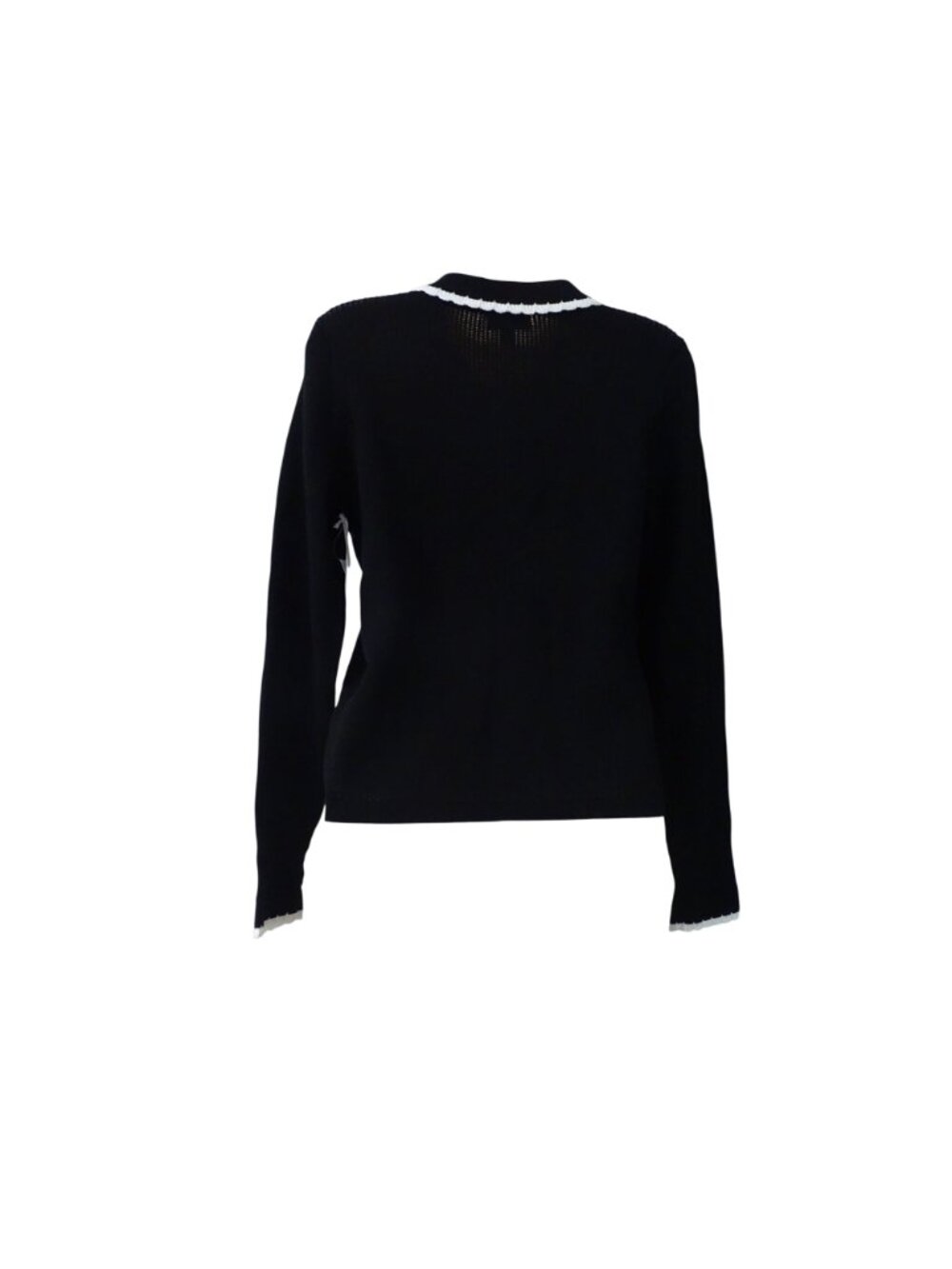 CeCe Black Pullover Knit Sweater Peter Pan Collar Long Sleeve Women Size S NEW - Picture 6 of 15